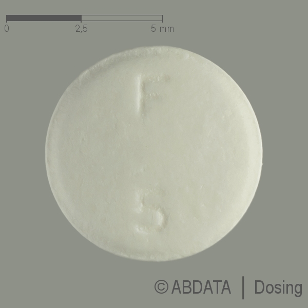 Produktabbildungen für FINASTERID STADA 5 mg Filmtabletten in der Vorder-, Hinter- und Seitenansicht.