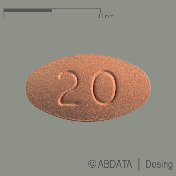 Produktabbildungen für EBIXA 20 mg Filmtabletten in der Vorder-, Hinter- und Seitenansicht.