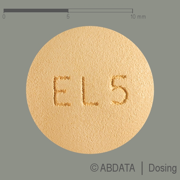 Produktabbildungen für ROSUVASTATIN/Ezetimib Elpen 5 mg/10 mg Filmtabl. in der Vorder-, Hinter- und Seitenansicht.