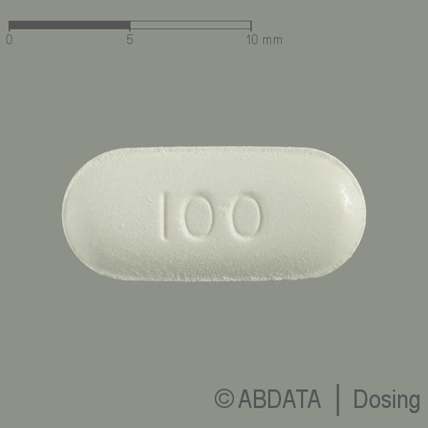 Produktabbildungen für VIGIL 100 mg Tabletten in der Vorder-, Hinter- und Seitenansicht.