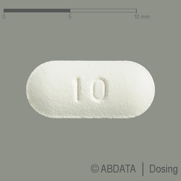 Produktabbildungen für MEMANTIN-ratiopharm 10 mg Filmtabletten in der Vorder-, Hinter- und Seitenansicht.