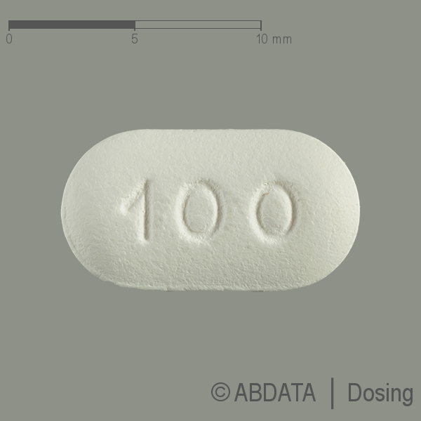 Produktabbildungen für SUMATRIPTAN AbZ 100 mg Filmtabletten in der Vorder-, Hinter- und Seitenansicht.