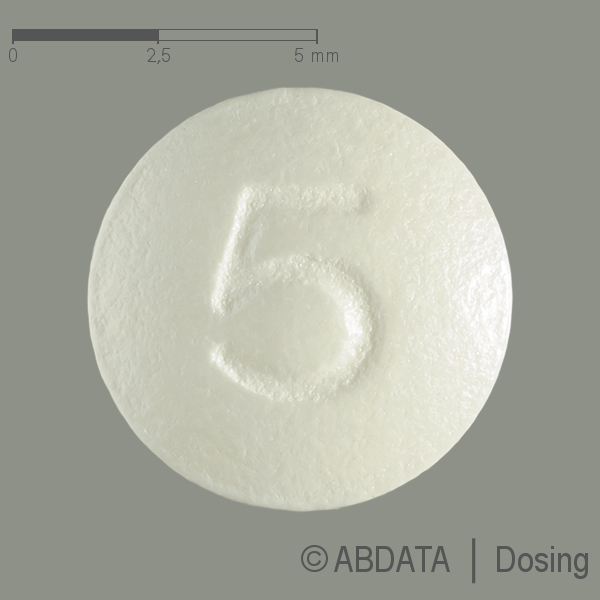 Produktabbildungen für ARICEPT Eisai 5 mg Filmtabletten in der Vorder-, Hinter- und Seitenansicht.