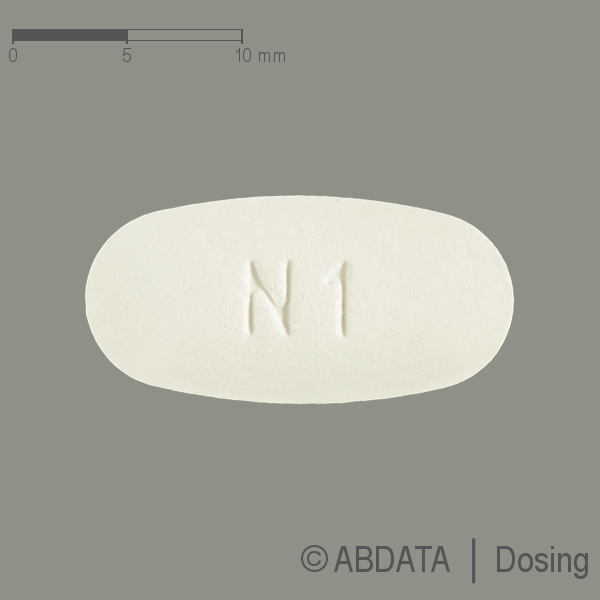 Produktabbildungen für NEVIRAPIN Heumann 400 mg Retardtabletten in der Vorder-, Hinter- und Seitenansicht.