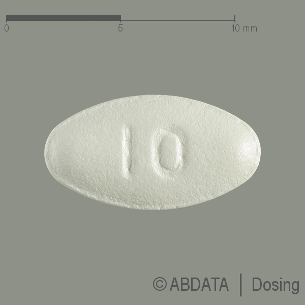 Produktabbildungen für ATORVASTATIN Hennig 10 mg Filmtabletten in der Vorder-, Hinter- und Seitenansicht.