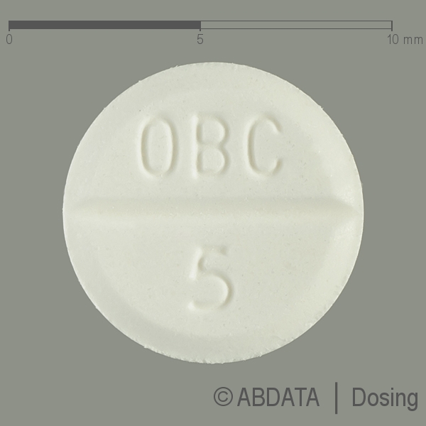 Produktabbildungen für OXYBUTYNIN STADA 5 mg Tabletten in der Vorder-, Hinter- und Seitenansicht.