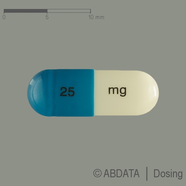 Produktabbildungen für ATOMOXETIN Accord 25 mg Hartkapseln in der Vorder-, Hinter- und Seitenansicht.