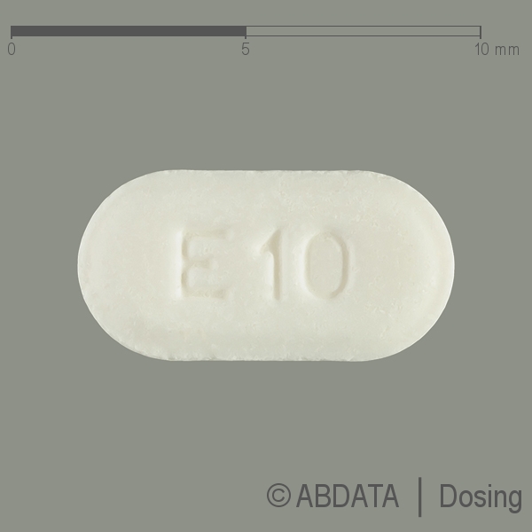 Produktabbildungen für EZETIMIB BASICS 10 mg Tabletten in der Vorder-, Hinter- und Seitenansicht.