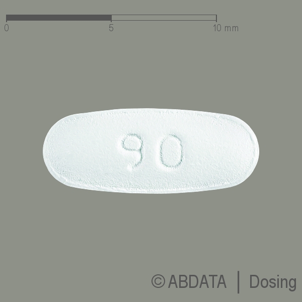 Produktabbildungen für DEFERASIROX AL 90 mg Filmtabletten in der Vorder-, Hinter- und Seitenansicht.