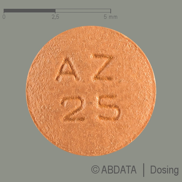 Produktabbildungen für AZATHIOPRIN AqVida 25 mg Filmtabletten in der Vorder-, Hinter- und Seitenansicht.