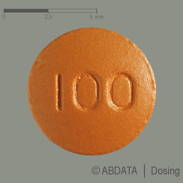 Produktabbildungen für IMATINIB AL 100 mg Filmtabletten in der Vorder-, Hinter- und Seitenansicht.