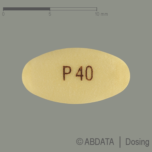 Produktabbildungen für RIFUN 40 mg magensaftresistente Tabletten in der Vorder-, Hinter- und Seitenansicht.