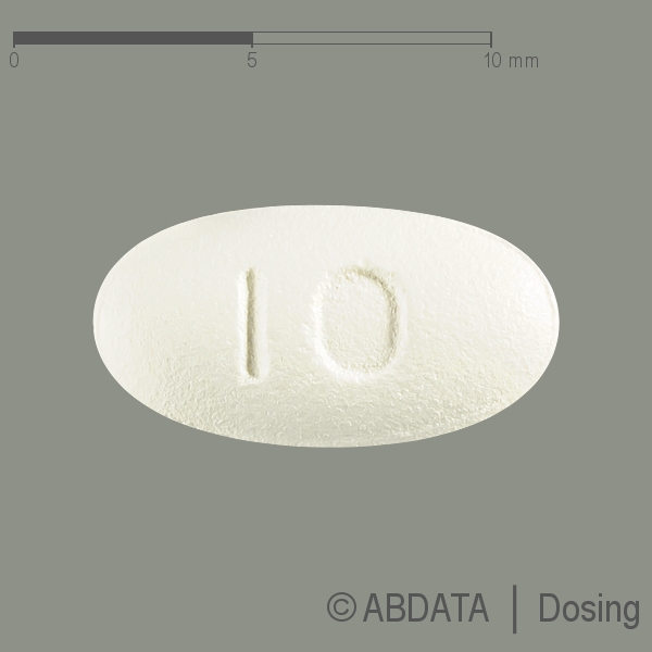 Produktabbildungen für ATORVASTATIN Aurobindo 10 mg Filmtabletten in der Vorder-, Hinter- und Seitenansicht.