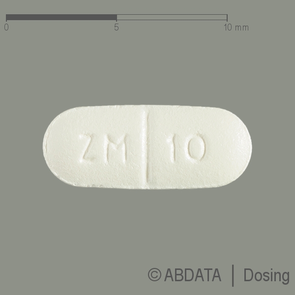Produktabbildungen für ZOLPIDEM dura 10 mg Filmtabletten in der Vorder-, Hinter- und Seitenansicht.