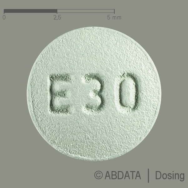 Produktabbildungen für ETORICOXIB BASICS 30 mg Filmtabletten in der Vorder-, Hinter- und Seitenansicht.
