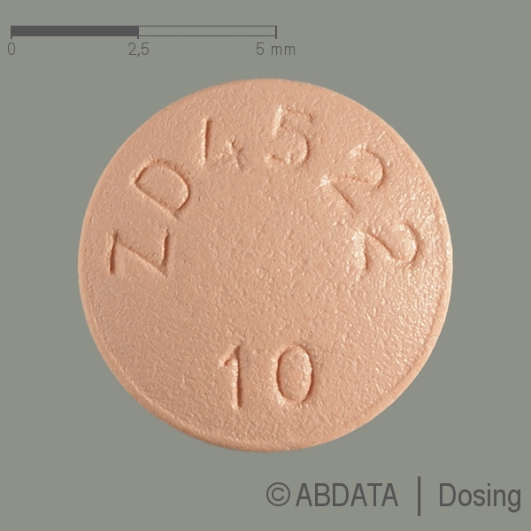 Produktabbildungen für CRESTOR 10 mg Filmtabletten in der Vorder-, Hinter- und Seitenansicht.