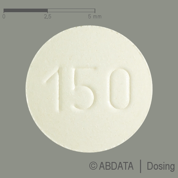 Produktabbildungen für L-THYROX HEXAL 150 Mikrogramm Tabletten in der Vorder-, Hinter- und Seitenansicht.