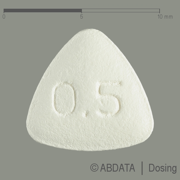Produktabbildungen für ENTECAVIR Aristo 0,5 mg Filmtabletten in der Vorder-, Hinter- und Seitenansicht.