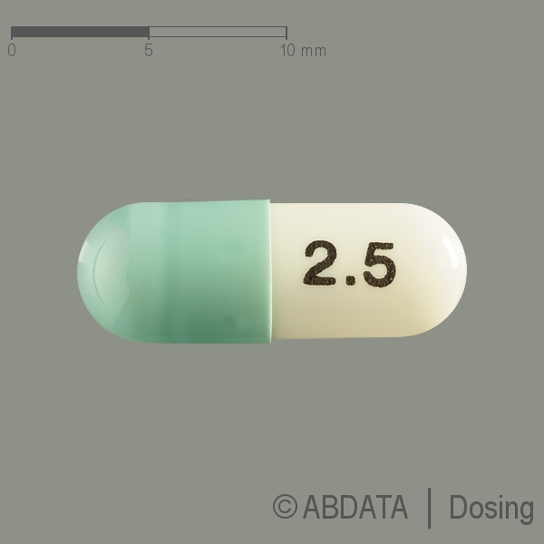 Produktabbildungen für LENALIDOMID-ratiopharm 2,5 mg Hartkapseln in der Vorder-, Hinter- und Seitenansicht.