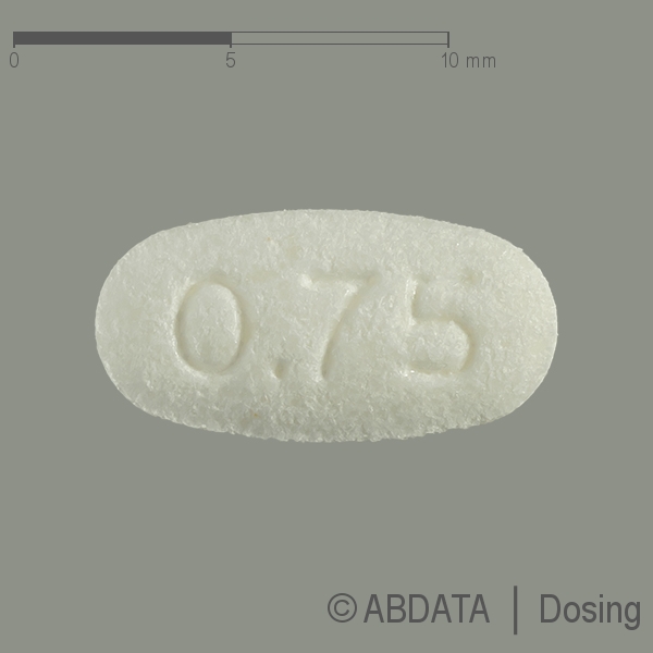 Produktabbildungen für ENVARSUS 0,75 mg Retardtabletten in der Vorder-, Hinter- und Seitenansicht.