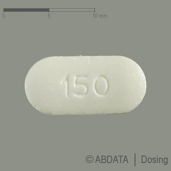Produktabbildungen für QUETIAPIN AL 150 mg Retardtabletten in der Vorder-, Hinter- und Seitenansicht.