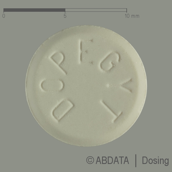 Produktabbildungen für DOPEGYT 250 mg Tabletten in der Vorder-, Hinter- und Seitenansicht.