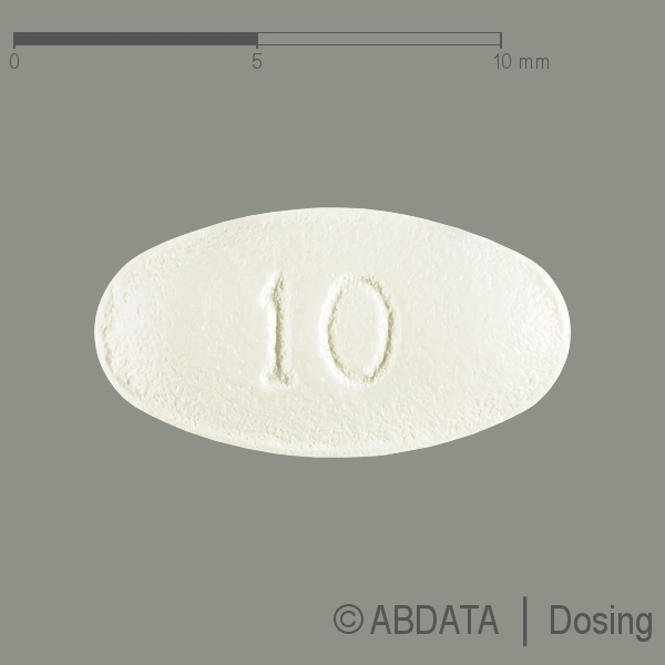 Produktabbildungen für SORTIS 10 mg Filmtabletten in der Vorder-, Hinter- und Seitenansicht.