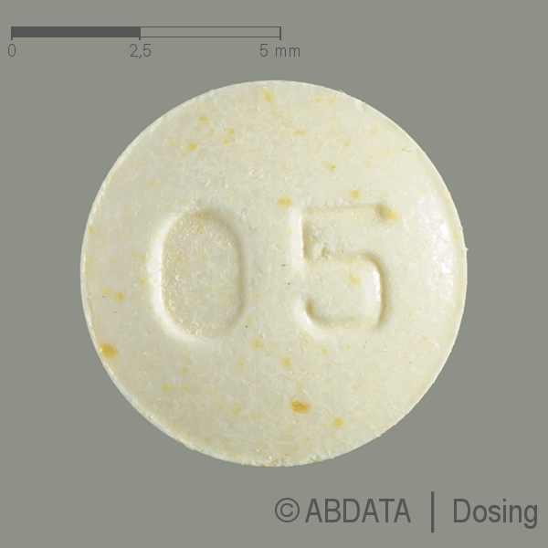 Produktabbildungen für OLANZAPIN BASICS 5 mg Tabletten in der Vorder-, Hinter- und Seitenansicht.