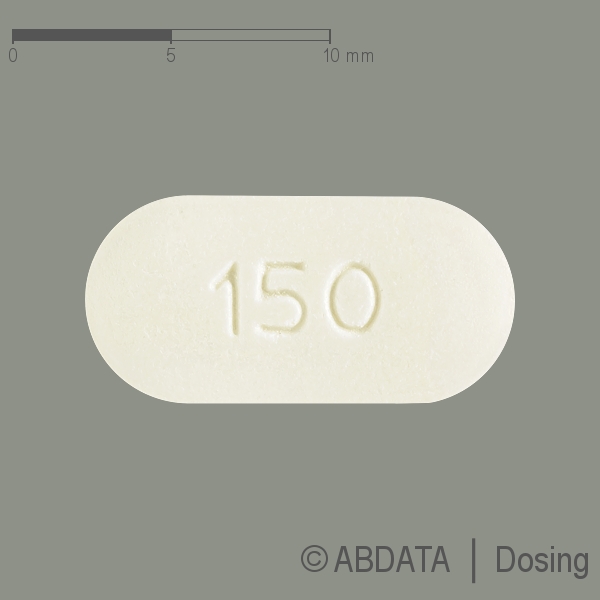 Produktabbildungen für QUETIAPIN HEXAL 150 mg Retardtabletten in der Vorder-, Hinter- und Seitenansicht.