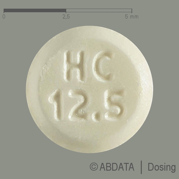 Produktabbildungen für HCT PUREN 12,5 mg Tabletten in der Vorder-, Hinter- und Seitenansicht.