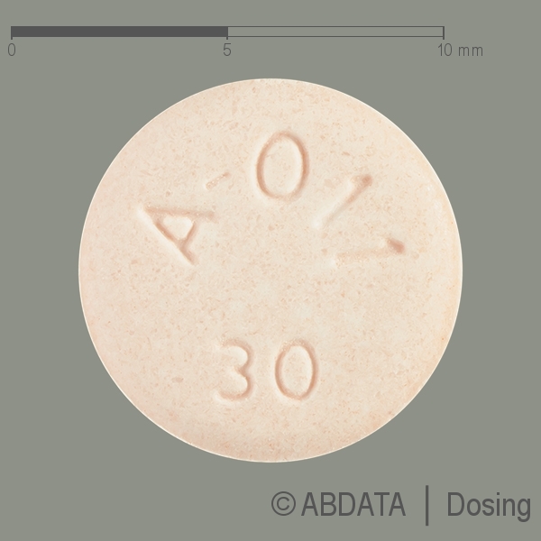 Produktabbildungen für ABILIFY 30 mg Tabletten in der Vorder-, Hinter- und Seitenansicht.