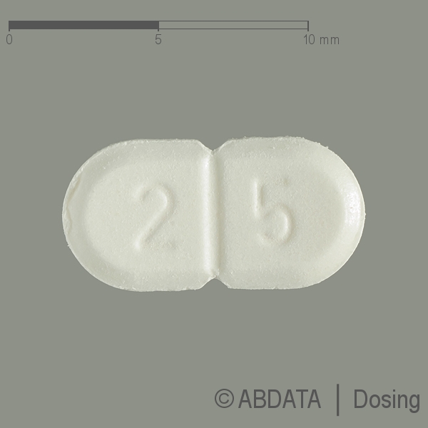 Produktabbildungen für RAMIPLUS STADA 5 mg/25 mg Tabletten in der Vorder-, Hinter- und Seitenansicht.