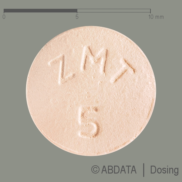 Produktabbildungen für ZOLMITRIPTAN HEXAL 5 mg Filmtabletten in der Vorder-, Hinter- und Seitenansicht.