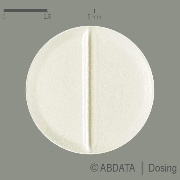 Produktabbildungen für DYSURGAL 0,5 mg Tabletten in der Vorder-, Hinter- und Seitenansicht.