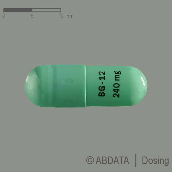 Produktabbildungen für TECFIDERA 240 mg 12 Wochen magensaftres.Hartkaps. in der Vorder-, Hinter- und Seitenansicht.