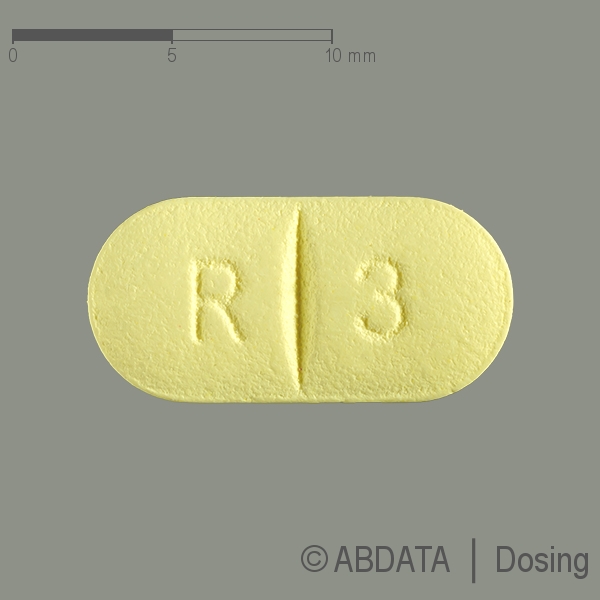 Produktabbildungen für RISPERIDON AL 3 mg Filmtabletten in der Vorder-, Hinter- und Seitenansicht.