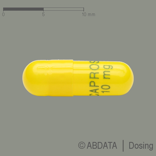Produktabbildungen für CAPROS 10 mg Hartkapsel retardiert in der Vorder-, Hinter- und Seitenansicht.