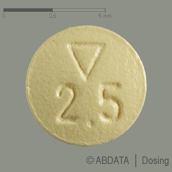 Produktabbildungen für XARELTO 2,5 mg Filmtabletten in der Vorder-, Hinter- und Seitenansicht.