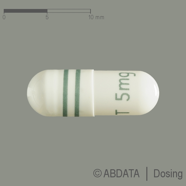 Produktabbildungen für TEMOMEDAC 5 mg Hartkapseln in der Vorder-, Hinter- und Seitenansicht.
