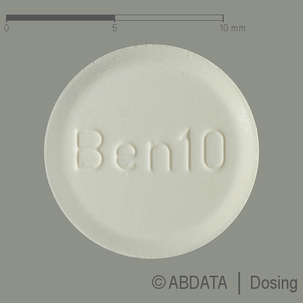 Produktabbildungen für BENPERIDOL-neuraxpharm 10 mg Tabletten in der Vorder-, Hinter- und Seitenansicht.