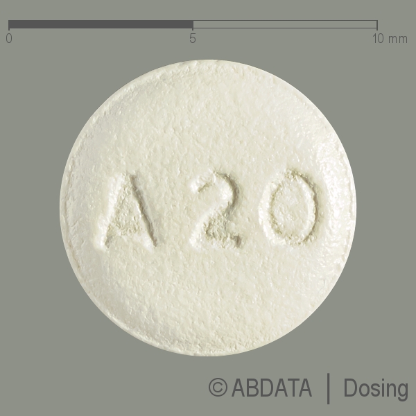 Produktabbildungen für ATORVASTATIN-1A Pharma 20 mg Filmtabletten in der Vorder-, Hinter- und Seitenansicht.