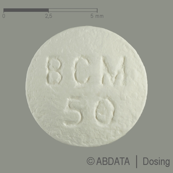 Produktabbildungen für BICALUTAMID Aristo 50 mg Filmtabletten in der Vorder-, Hinter- und Seitenansicht.