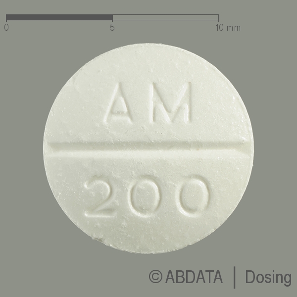 Produktabbildungen für AMIODARON-ratiopharm 200 mg Tabletten in der Vorder-, Hinter- und Seitenansicht.