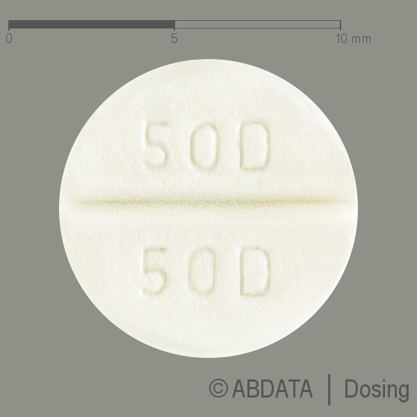 Produktabbildungen für GASTROZEPIN 50 mg Tabletten in der Vorder-, Hinter- und Seitenansicht.