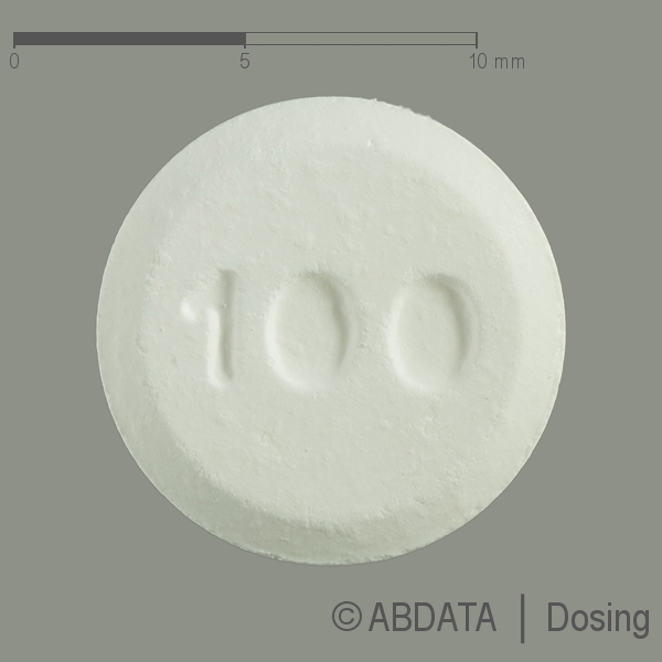Produktabbildungen für LAMOTRIGIN AL 100 mg Tabletten in der Vorder-, Hinter- und Seitenansicht.