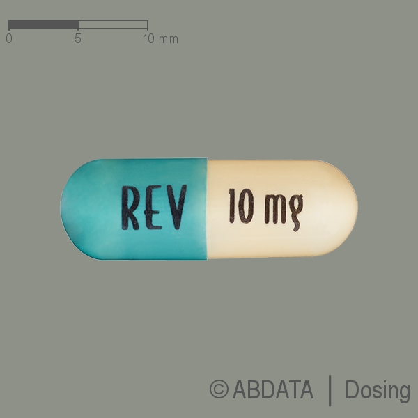 Produktabbildungen für REVLIMID 10 mg Hartkapseln in der Vorder-, Hinter- und Seitenansicht.