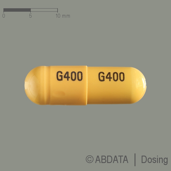 Produktabbildungen für GABAPENTIN BASICS 400 mg Hartkapseln in der Vorder-, Hinter- und Seitenansicht.