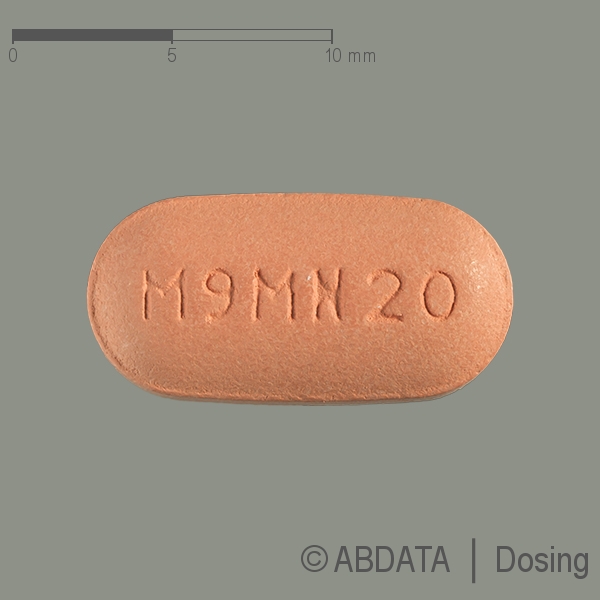 Produktabbildungen für MEMANTINHYDROCHLORID beta 20 mg Filmtabletten in der Vorder-, Hinter- und Seitenansicht.