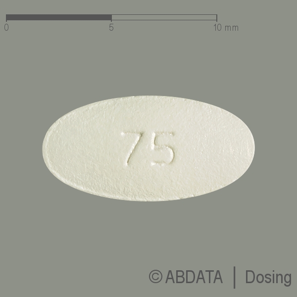 Produktabbildungen für IRBESARTAN HEXAL 75 mg Filmtabletten in der Vorder-, Hinter- und Seitenansicht.