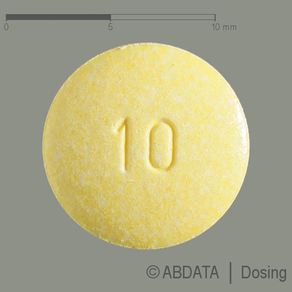 Produktabbildungen für METEX 10 mg Tabletten in der Vorder-, Hinter- und Seitenansicht.